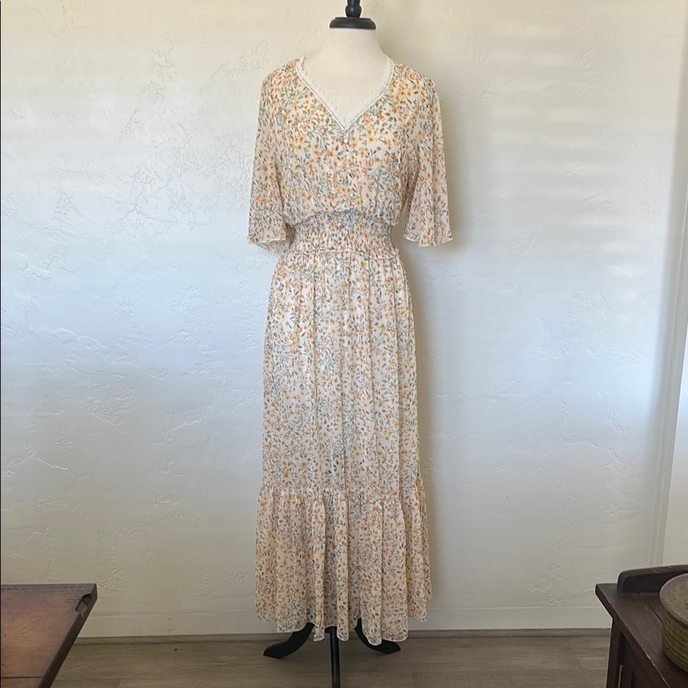 Floral Flutter Sleeve Kate and Lily Maxi Dress